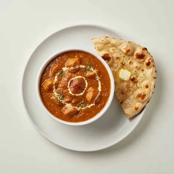 Dum Arvi & Chicken Curry With Butter Naan